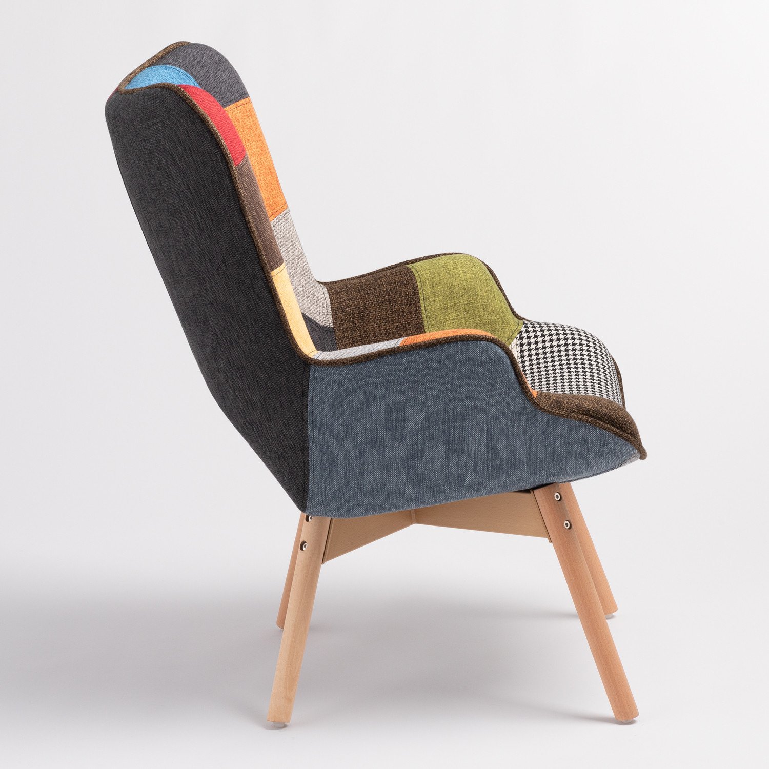 Sillón Morris con Reposapiés Tapizado Patchwork SKLUM