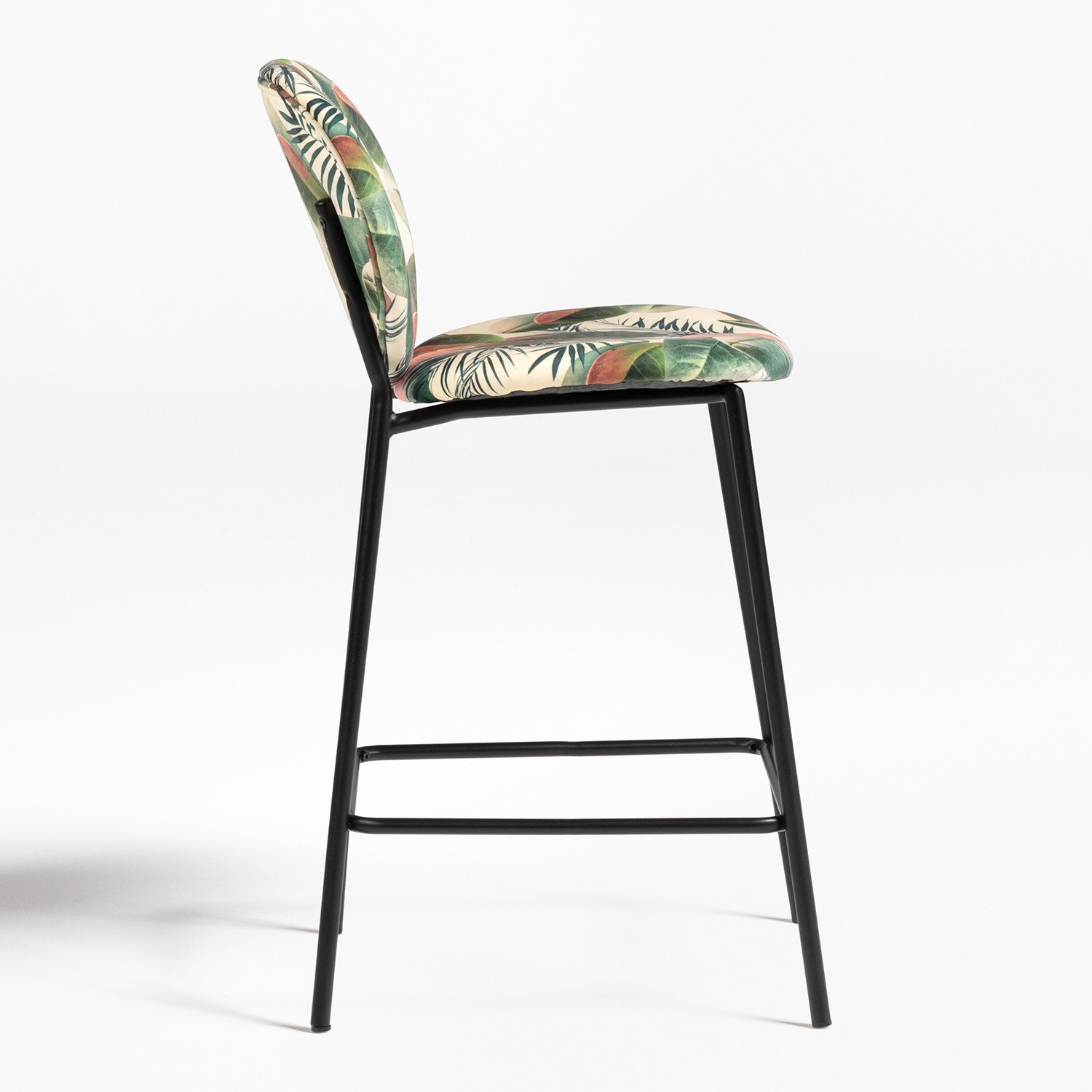 Taburete Alto con Respaldo en Terciopelo Llasi SKLUM