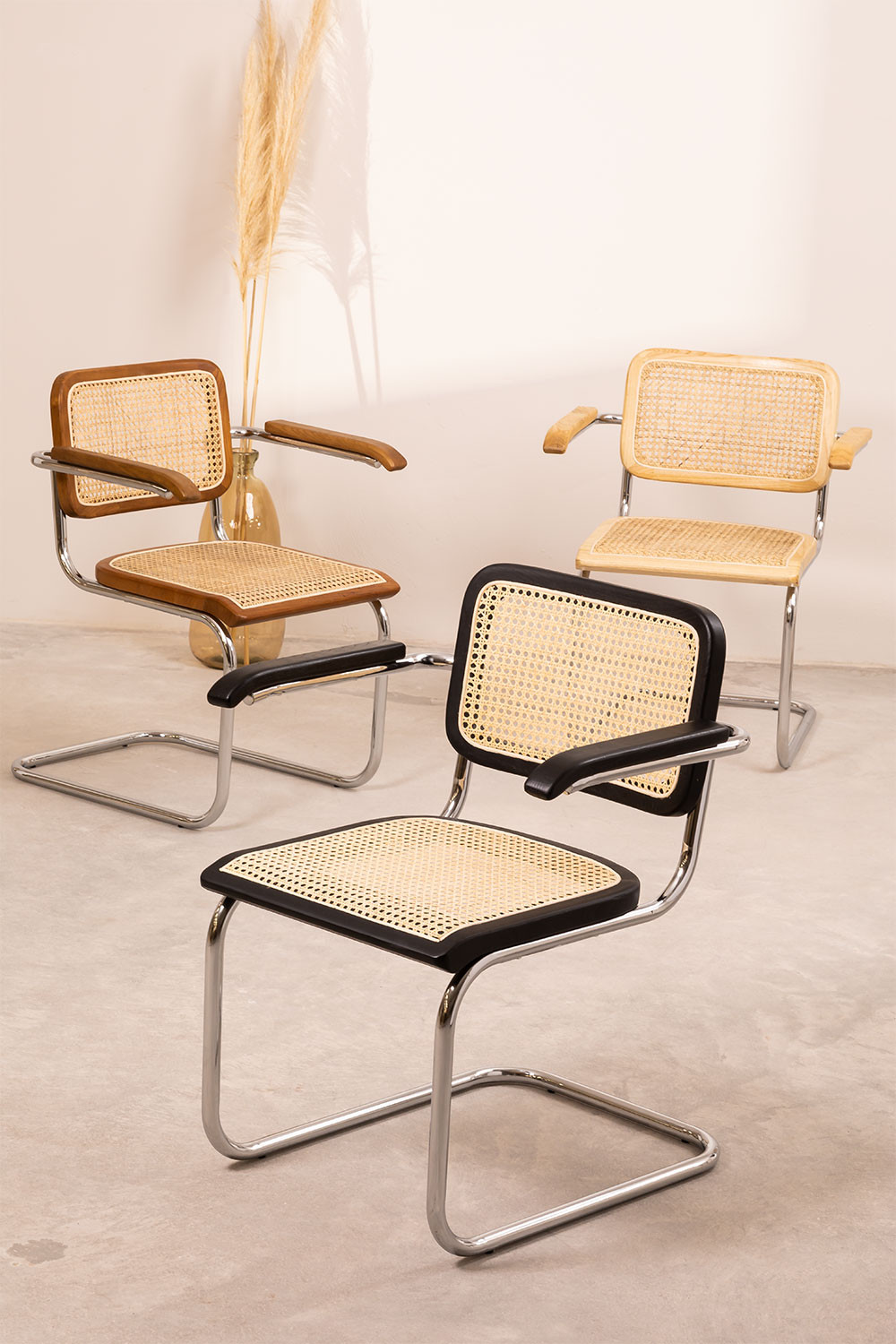 Elige Color Acero Negro SKLUM Silla de Comedor con Reposabrazos Tento