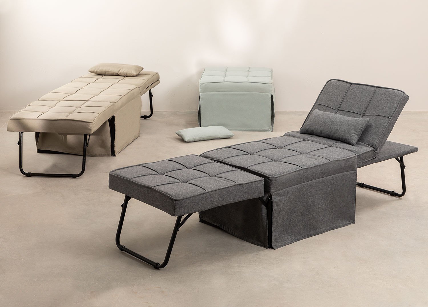 Puff Cama Plegable en Tela Vemly SKLUM