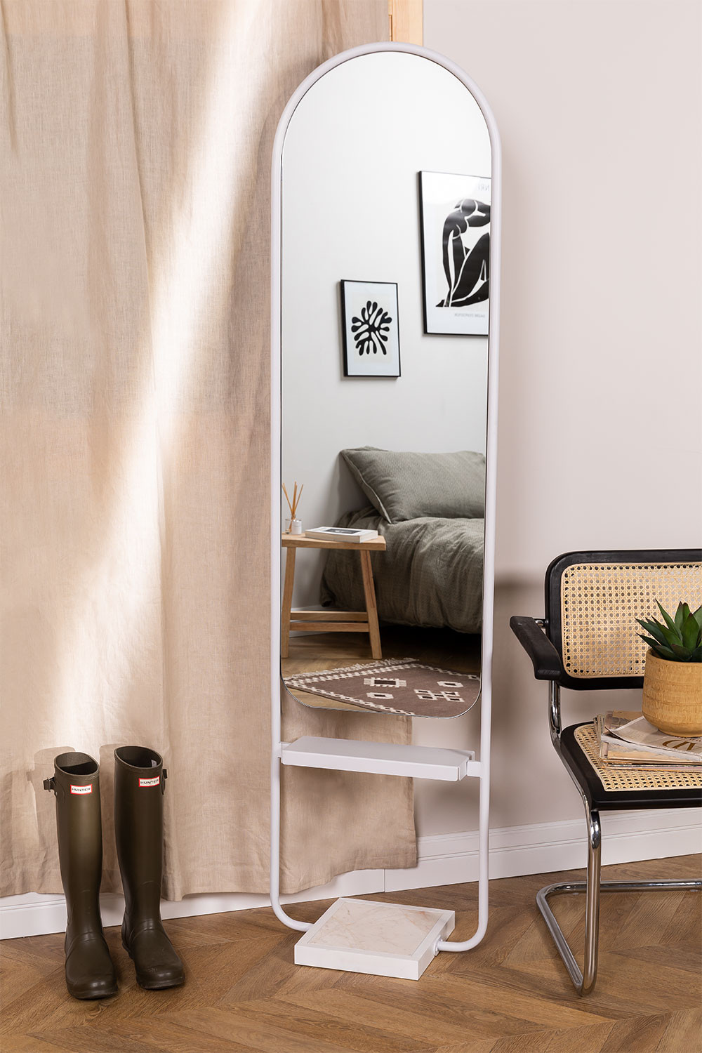 Espejo de Pie Ovalado con Balda en Metal (182x46 cm )Tiko - SKLUM