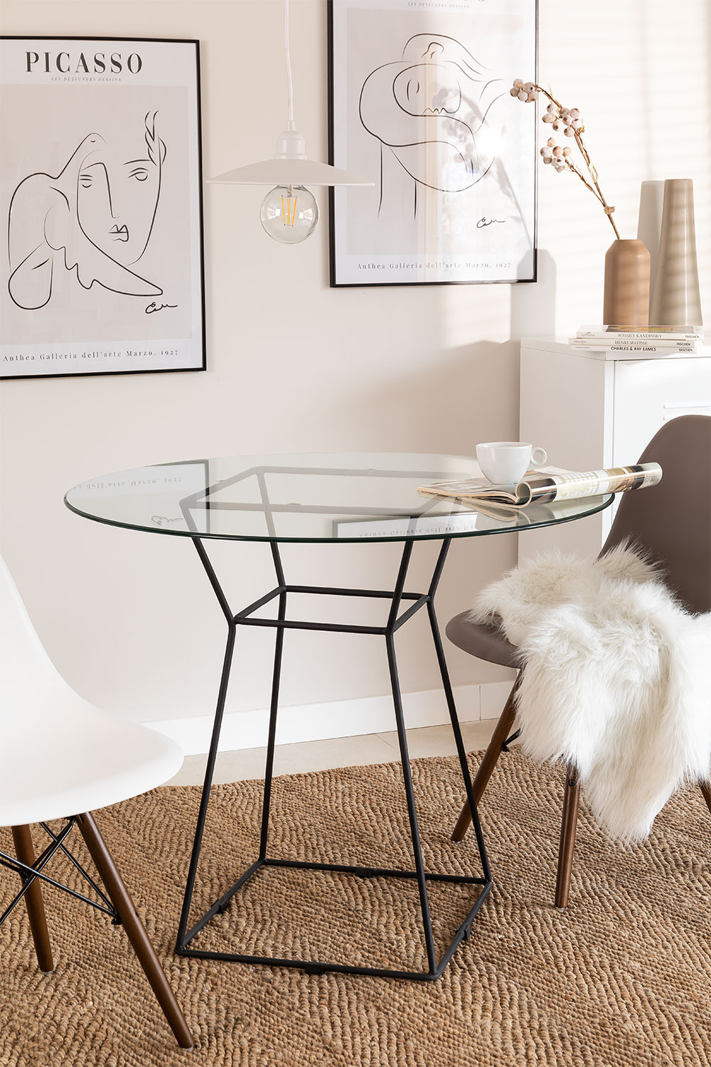 Mesa de Comedor Redonda en Cristal (Ø90cm) Agda - SKLUM