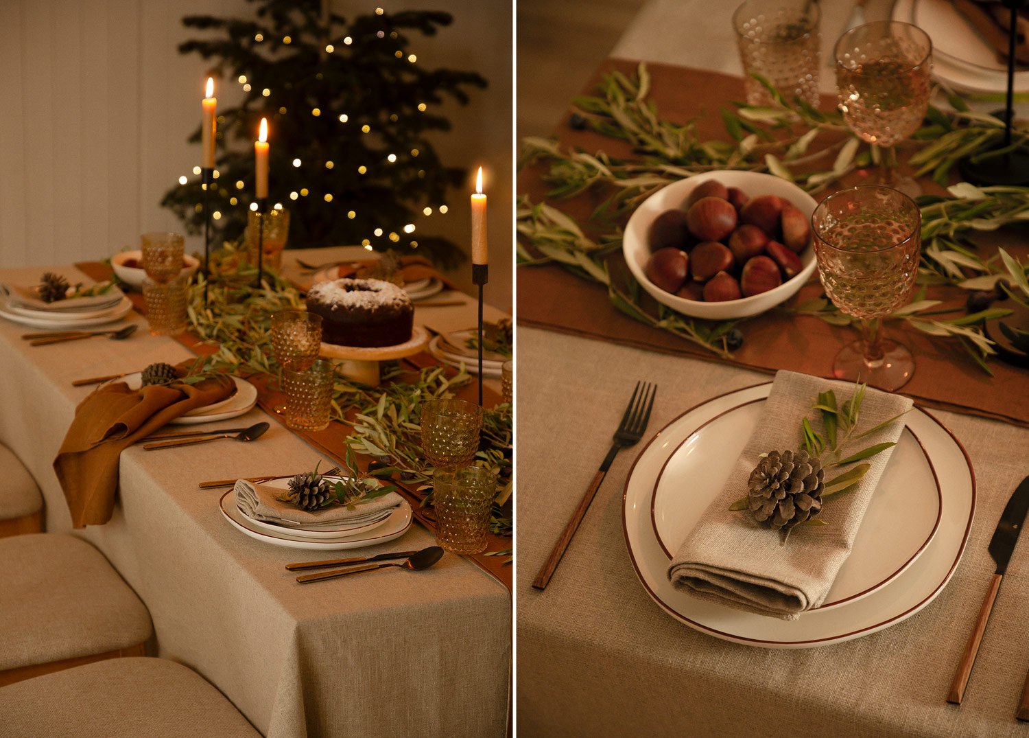 Decoración de mesa de Navidad elegante