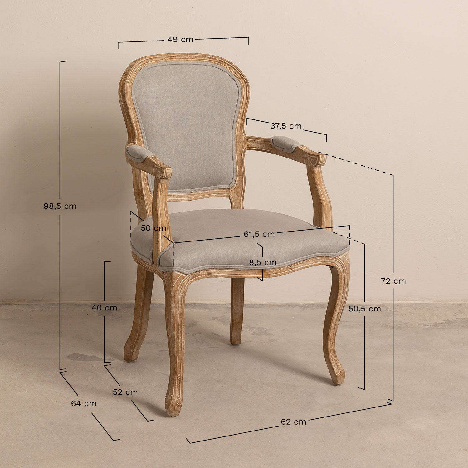 Dilek Upholstered Dining Chair with Armrests SKLUM