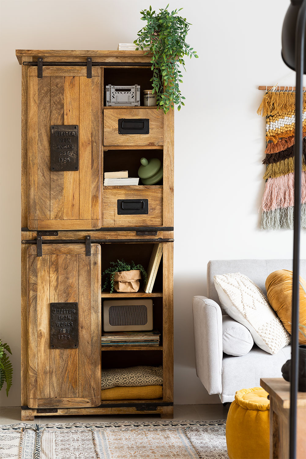 Wardrobe With 2 Sliding Doors In Uain Wood Sklum